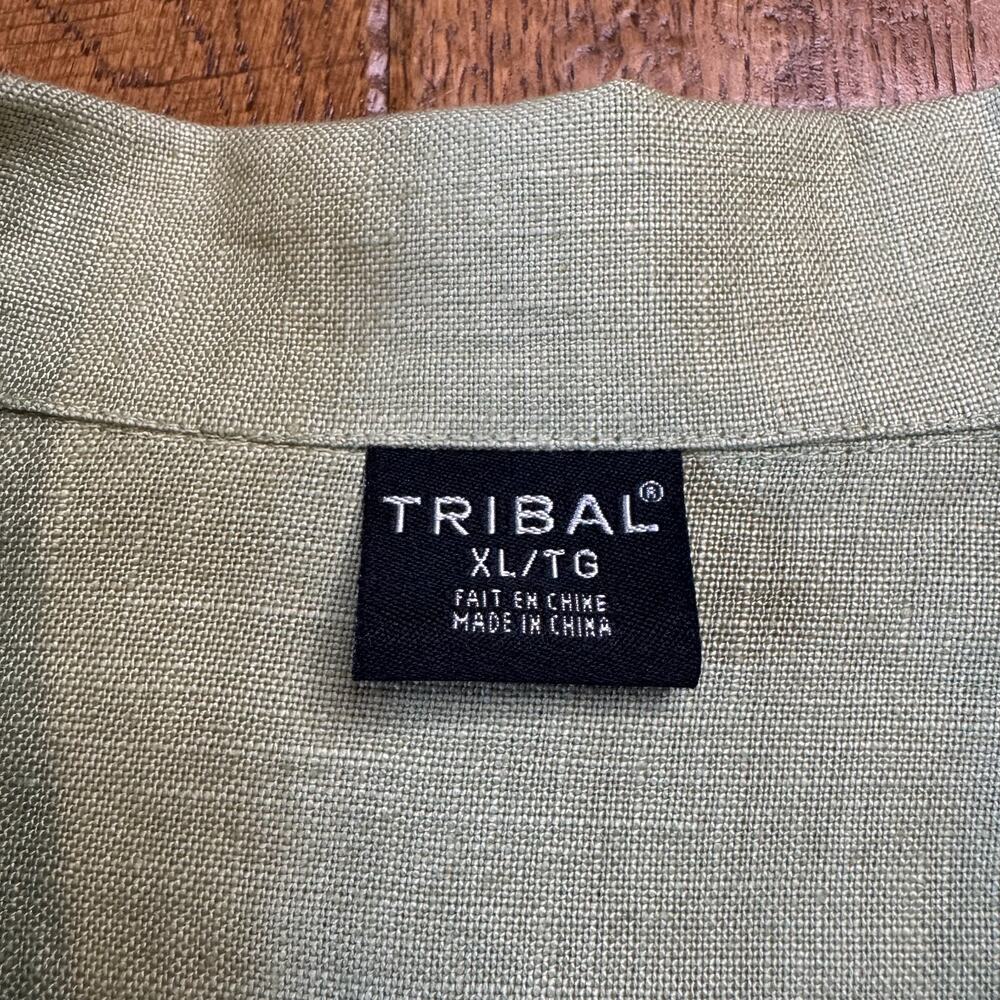 Tribal Women’s 100% Linen Sage Green Button Up Jacket XL and Striped Capri Sz 16 - Picture 9 of 14